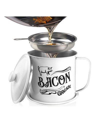 Contenedor de Grasa de Tocino QMET 1.3L con Colador Inoxidable