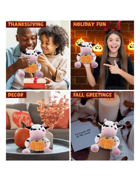 Peluche de Vaca Personalizado DolliBu con Calabaza 15 cm Peluche de Vaca Personalizado DolliBu con Calabaza 15 cm