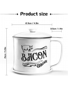 Contenedor de Grasa de Tocino QMET 1.3L con Colador Inoxidable 2