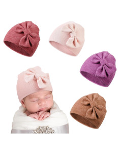 Gorros para Bebés Prematuros Cuffbow 4 Pcs Algodón Lazo