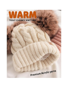 Gorro de Invierno FURTALK para Bebés 6-24 Meses Beige 2