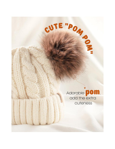 Gorro de Invierno FURTALK para Bebés 6-24 Meses Beige