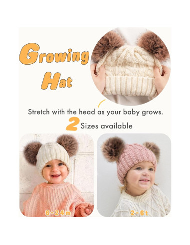 Gorro de Invierno FURTALK para Bebés 6-24 Meses Beige
