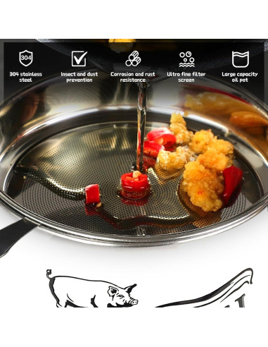 Contenedor de Grasa de Tocino QMET 1.3L con Colador Inoxidable