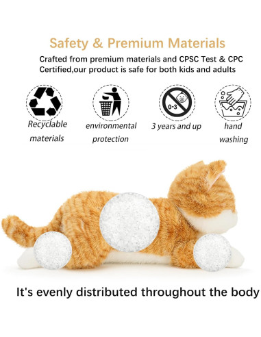 Gato de Peluche Ponderado YOUBLEK 48 cm Naranja Suave