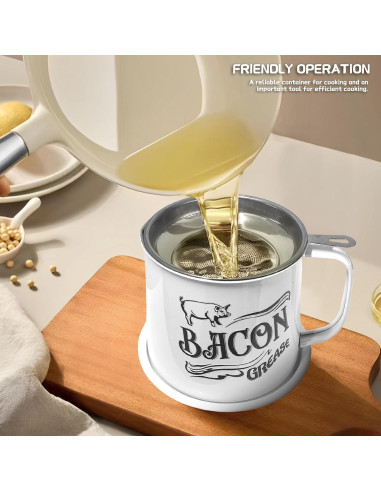 Contenedor de Grasa de Tocino QMET 1.3L con Colador Inoxidable