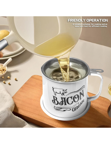 Contenedor de Grasa de Tocino QMET 1.3L con Colador Inoxidable
