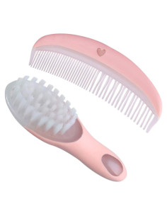 Set Cepillo y Peine Suave para Bebés Rosa - Antiestático