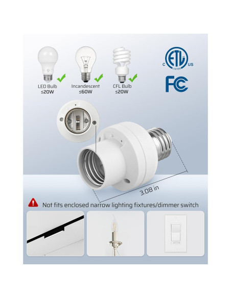 Portalámpara Inalámbrico DEWENWILS con Control Remoto E26/E27
