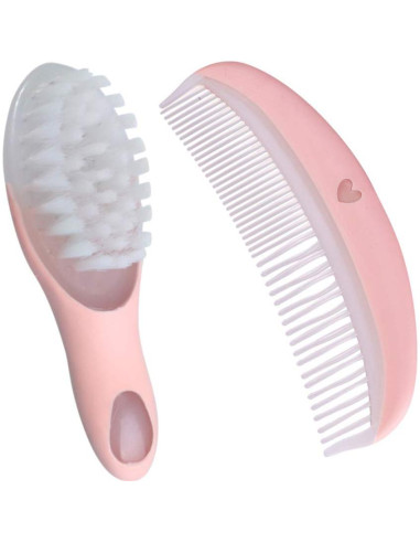 Set Cepillo y Peine Suave para Bebés Rosa - Antiestático
