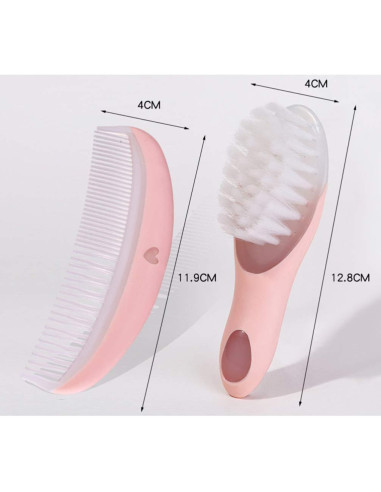 Set Cepillo y Peine Suave para Bebés Rosa - Antiestático