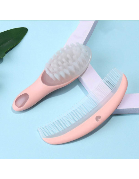 Set Cepillo y Peine Suave para Bebés Rosa - Antiestático