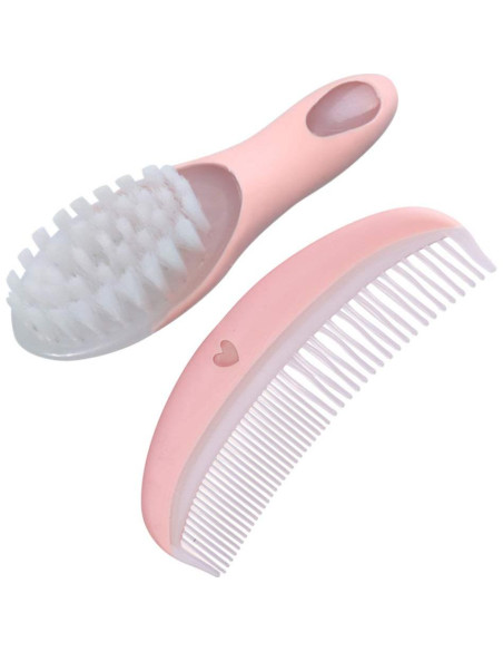 Set Cepillo y Peine Suave para Bebés Rosa - Antiestático