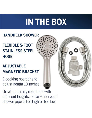 Cabezal de Ducha de Mano Waterpik QMK-759ME Ajustable 7 Modos