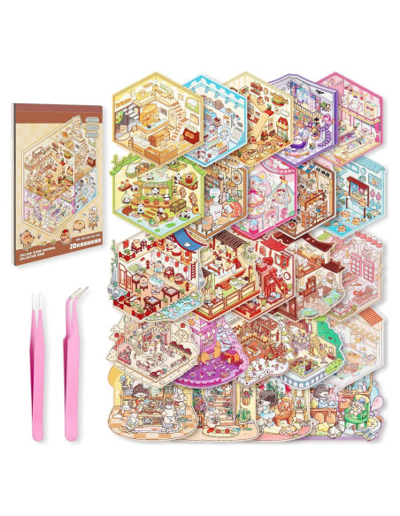 24 Sets Stickers 3D PCTCSHQ para Crear Escenas DIY