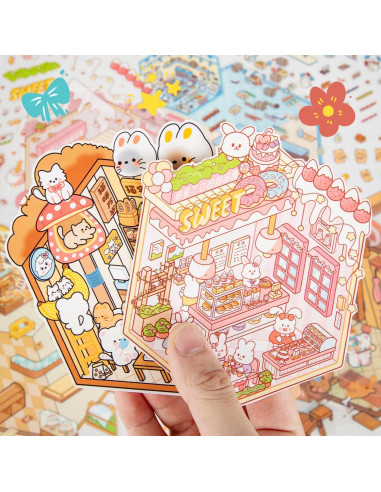 24 Sets Stickers 3D PCTCSHQ para Crear Escenas DIY