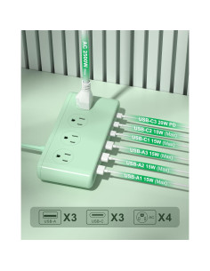 Regleta de Alimentación VPSUN 10 en 1 con USB C 35W Verde 2
