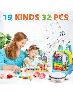 Juego de Instrumentos Musicales Gouezcc 32 Pcs para Niños 2
