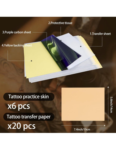 Kit de Práctica de Tatuaje Nsidd 26 PCS 3MM Piel y Papel
