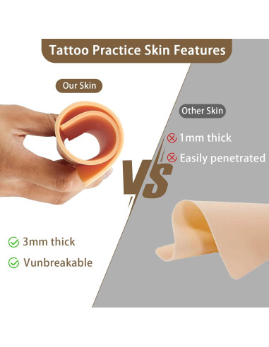 Kit de Práctica de Tatuaje Nsidd 26 PCS 3MM Piel y Papel