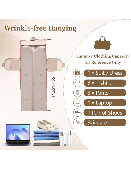 Bolsa de Ropa Duffle ZHOUMADE Beige 2 en 1 para Viajes