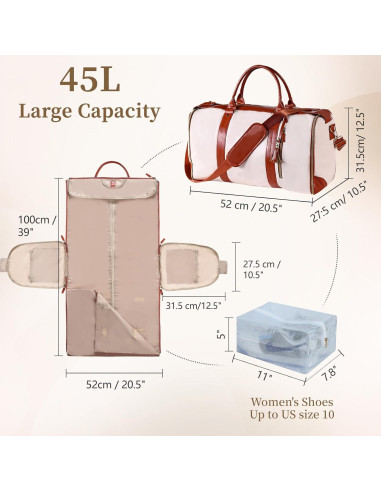 Bolsa de Ropa Duffle ZHOUMADE Beige 2 en 1 para Viajes