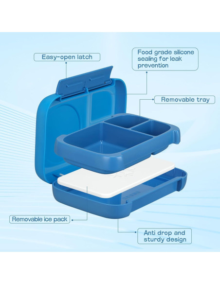 Caja de Almuerzo MAISON HUIS Azul 3 Compartimentos a Prueba de Fugas Caja de Almuerzo MAISON HUIS Azul 3 Compartimentos a Prueba de Fugas