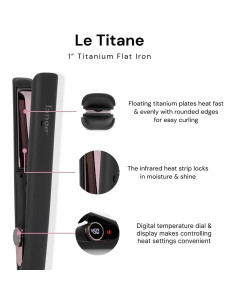 Plancha de Cabello L'ANGE HAIR Le Titane 1" Negro con Titanio 2