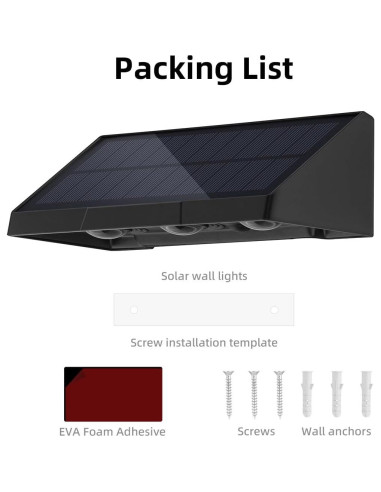 Luces de Pared Solares XmnSoly LED 3 Lentes Impermeables
