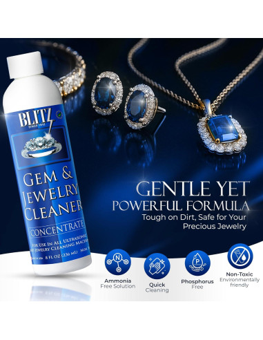 Limpiador de Joyas Blitz 236.6 ml - No Tóxico y Biodegradable