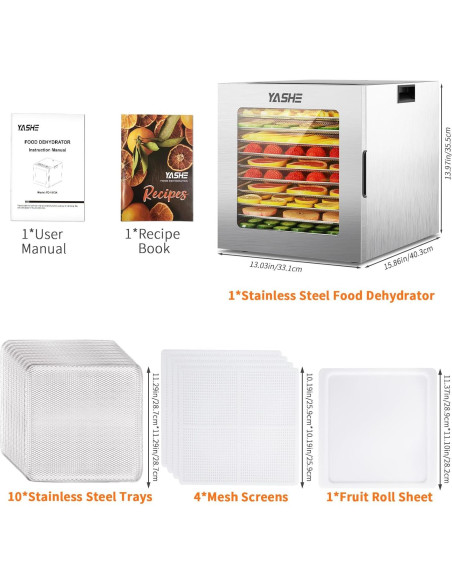 Deshidratadora de Alimentos YASHE FD-1013A 10 Bandejas 850W Deshidratadora de Alimentos YASHE FD-1013A 10 Bandejas 850W