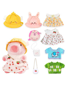 Peluche Capibara TITQWOP 25 cm con 9 Ropa y Accesorios