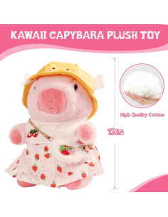 Peluche Capibara TITQWOP 25 cm con 9 Ropa y Accesorios 2