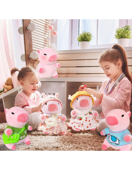 Peluche Capibara TITQWOP 25 cm con 9 Ropa y Accesorios Peluche Capibara TITQWOP 25 cm con 9 Ropa y Accesorios