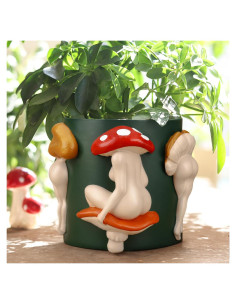 Maceta de Hongo GUGUGO 12.5 cm Verde Oscuro Decorativa