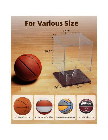 Caja de Exhibición de Baloncesto Fitense Acrílica 25.9x25.9x27.2cm
