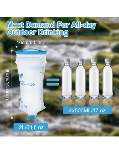 Bolsa de Agua RYACO 2L TPU Colapsable para Camping