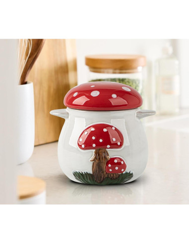 Contenedor de Grasa de Tocino Cerámica Hongo 0.79L con Colador