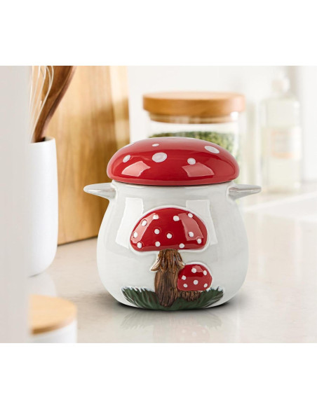 Contenedor de Grasa de Tocino Cerámica Hongo 0.79L con Colador