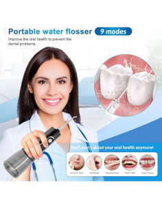 Irrigador Oral JNGOODS 300ml Recargable IPX7 9 Modos Negro 2