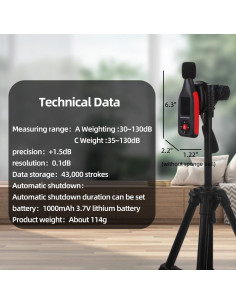 Medidor de Decibelios Nuoli GT1355B 30-130dB Portátil Recargable 2