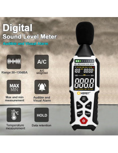 Medidor de Nivel de Sonido Digital Xeast XE-363 30-130dB 2