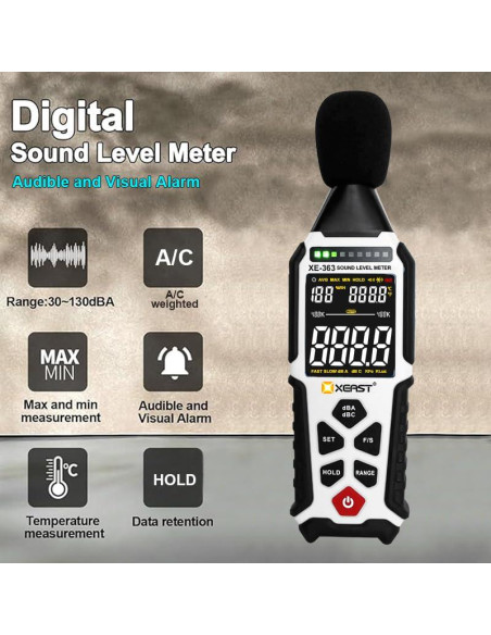 Medidor de Nivel de Sonido Digital Xeast XE-363 30-130dB