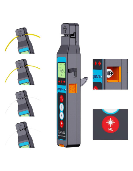 Detector de tráfico de fibra óptica Orientek TFI-45 con medidor de potencia y VFL
