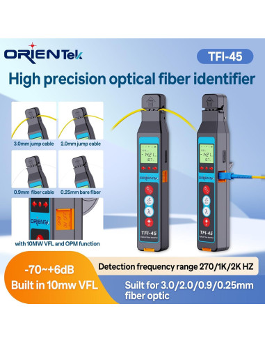 Detector de tráfico de fibra óptica Orientek TFI-45 con medidor de potencia y VFL