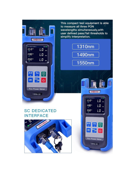 Medidor de Potencia PON TPN-35 1310/1490/1550nm SC/APC Medidor de Potencia PON TPN-35 1310/1490/1550nm SC/APC