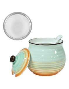 Contenedor de grasa de tocino Koythin cerámica 652 ml con colador