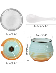 Contenedor de grasa de tocino Koythin cerámica 652 ml con colador 2