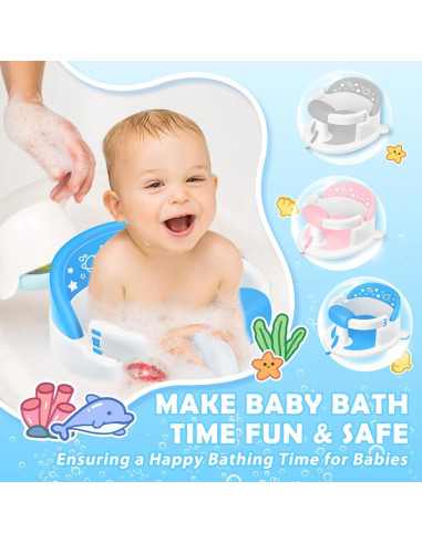 Asiento de Baño Antideslizante para Bebés Azul - 6 Meses+