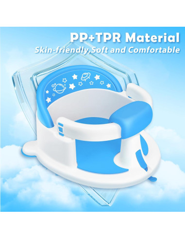 Asiento de Baño Antideslizante para Bebés Azul - 6 Meses+